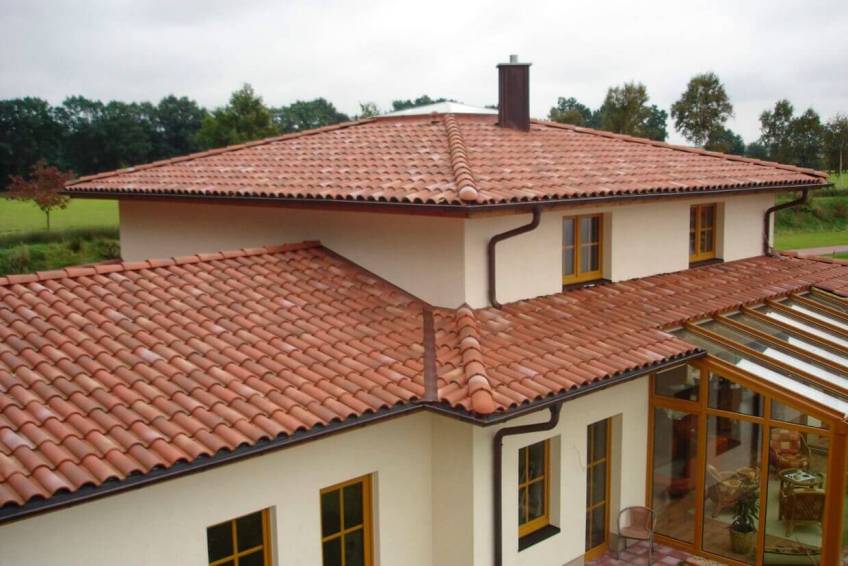 rain gutters for spanish tile roofs